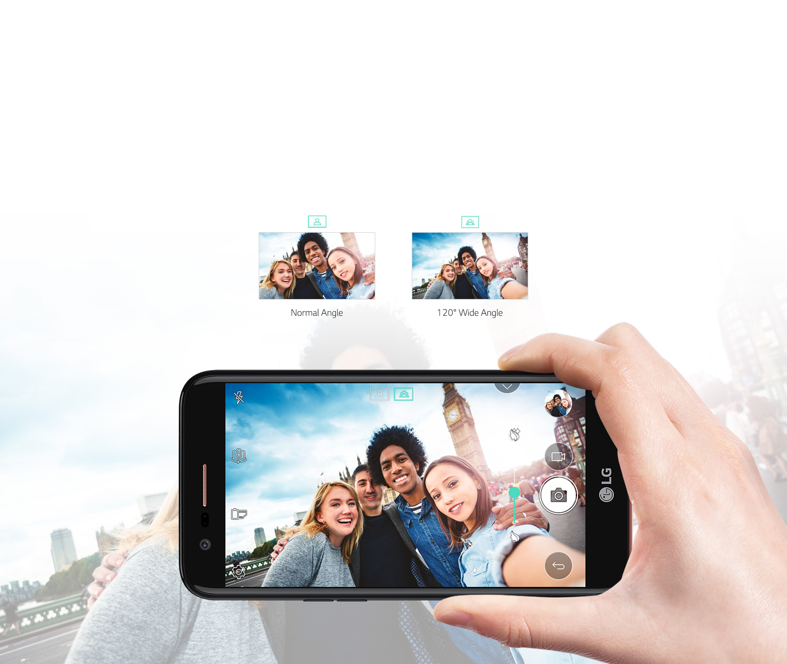 Portréty či skupinové fotky? Širokoúhlá selfie kamera LG K10 2017 zvládne vše.